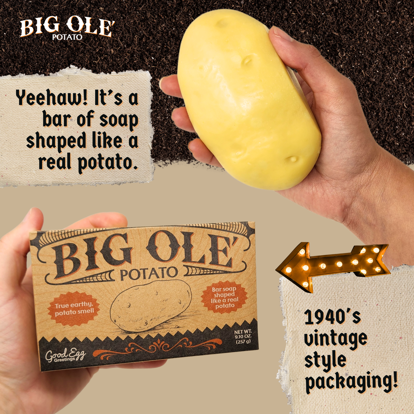 Big Ole Potato - Potato Shaped Gag Gift Bar Soap