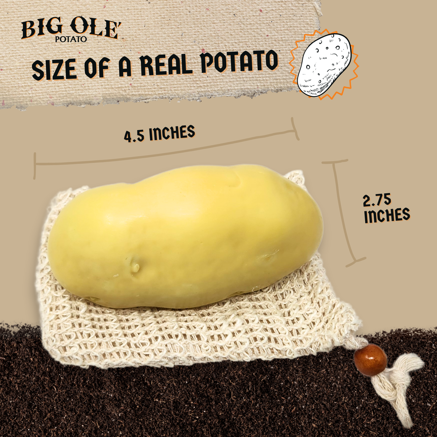 Big Ole Potato - Potato Shaped Gag Gift Bar Soap