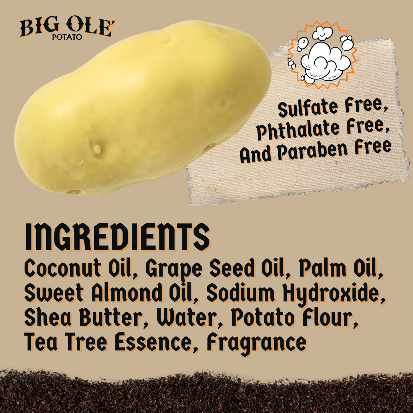 Big Ole Potato - Potato Shaped Gag Gift Bar Soap