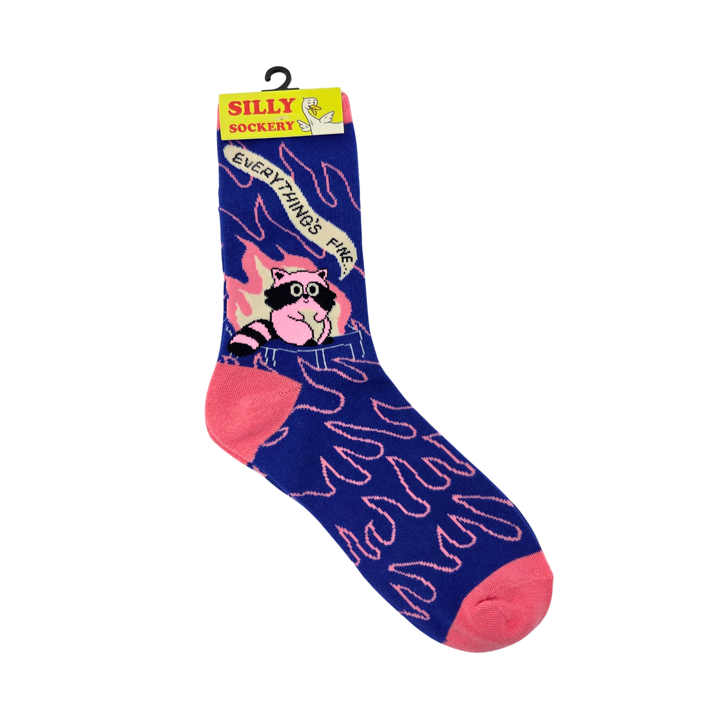 Everything’s Fine Dumpster Fire Raccoon Socks - Silly Socker