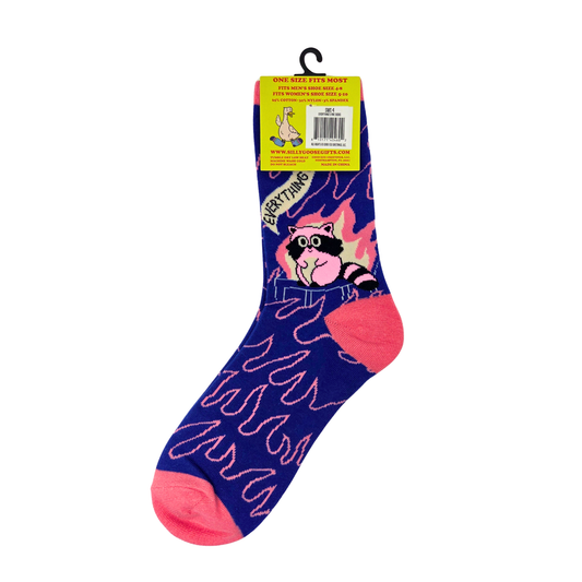 Everything’s Fine Dumpster Fire Raccoon Socks - Silly Socker
