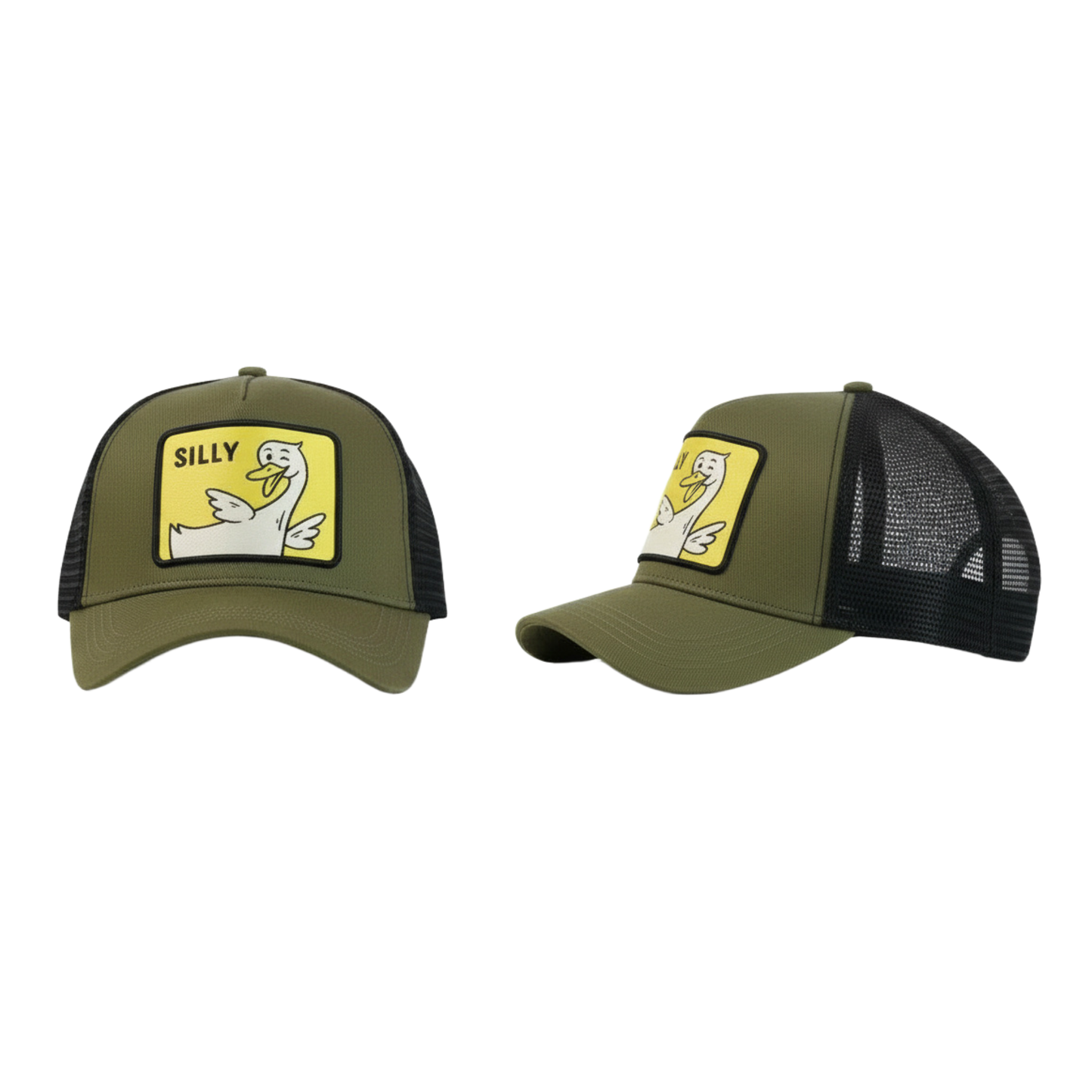 Silly Goose Military Green | Funny Patch Trucker Hat