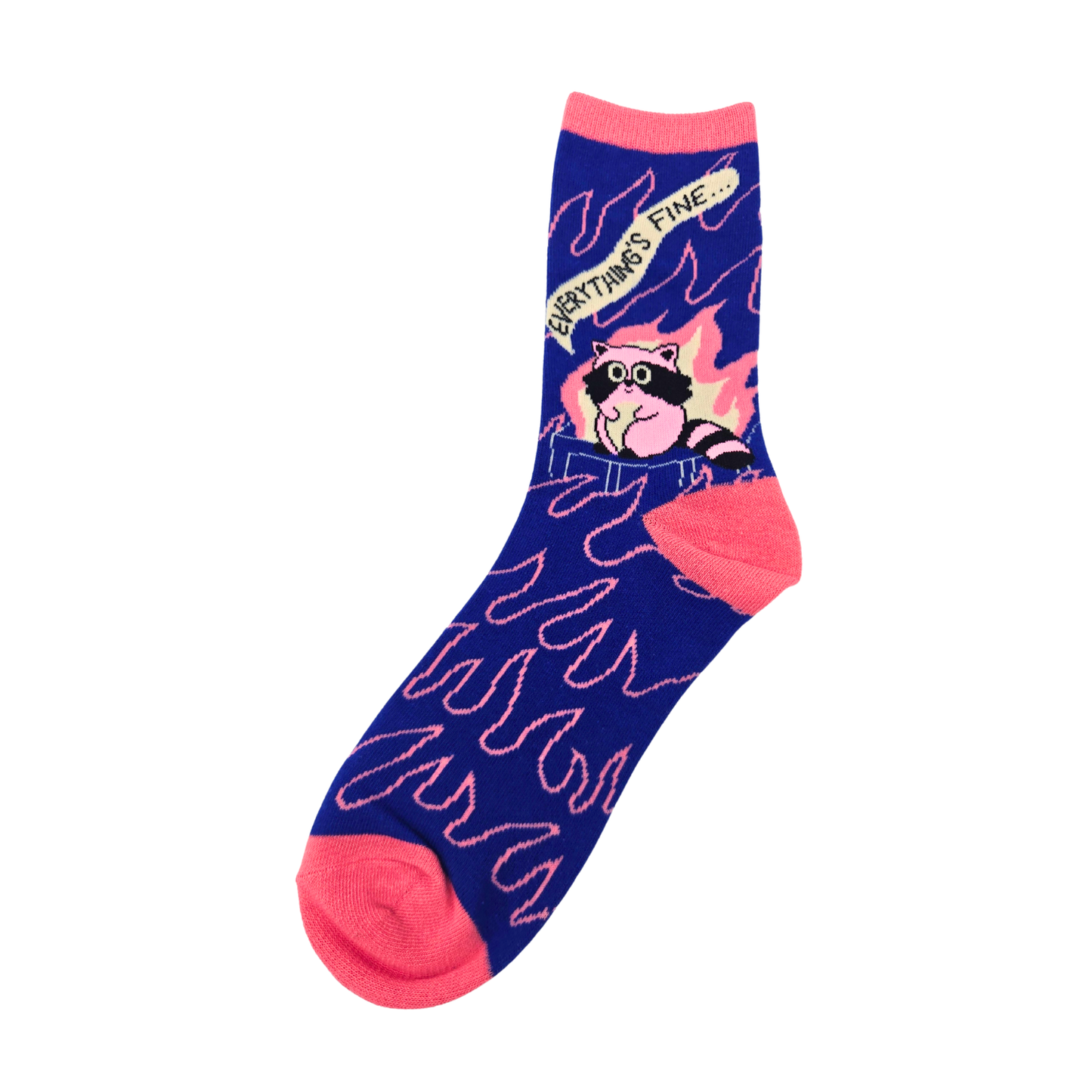Everything’s Fine Dumpster Fire Raccoon Socks - Silly Socker