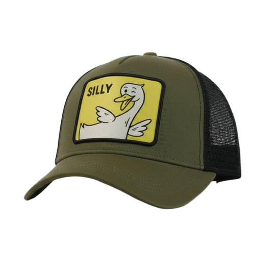 Silly Goose Military Green | Funny Patch Trucker Hat