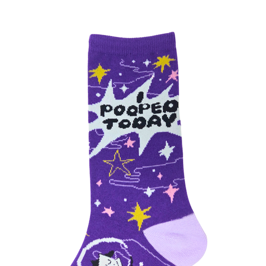 I Pooped Today Cow Astronaut Space Socks - Silly Sockery