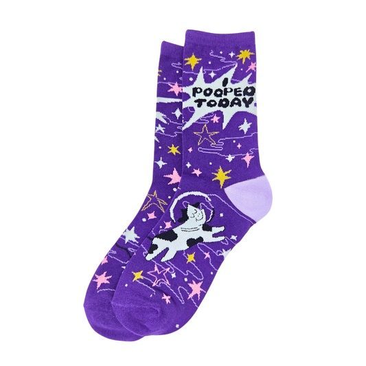 I Pooped Today Cow Astronaut Space Socks - Silly Sockery
