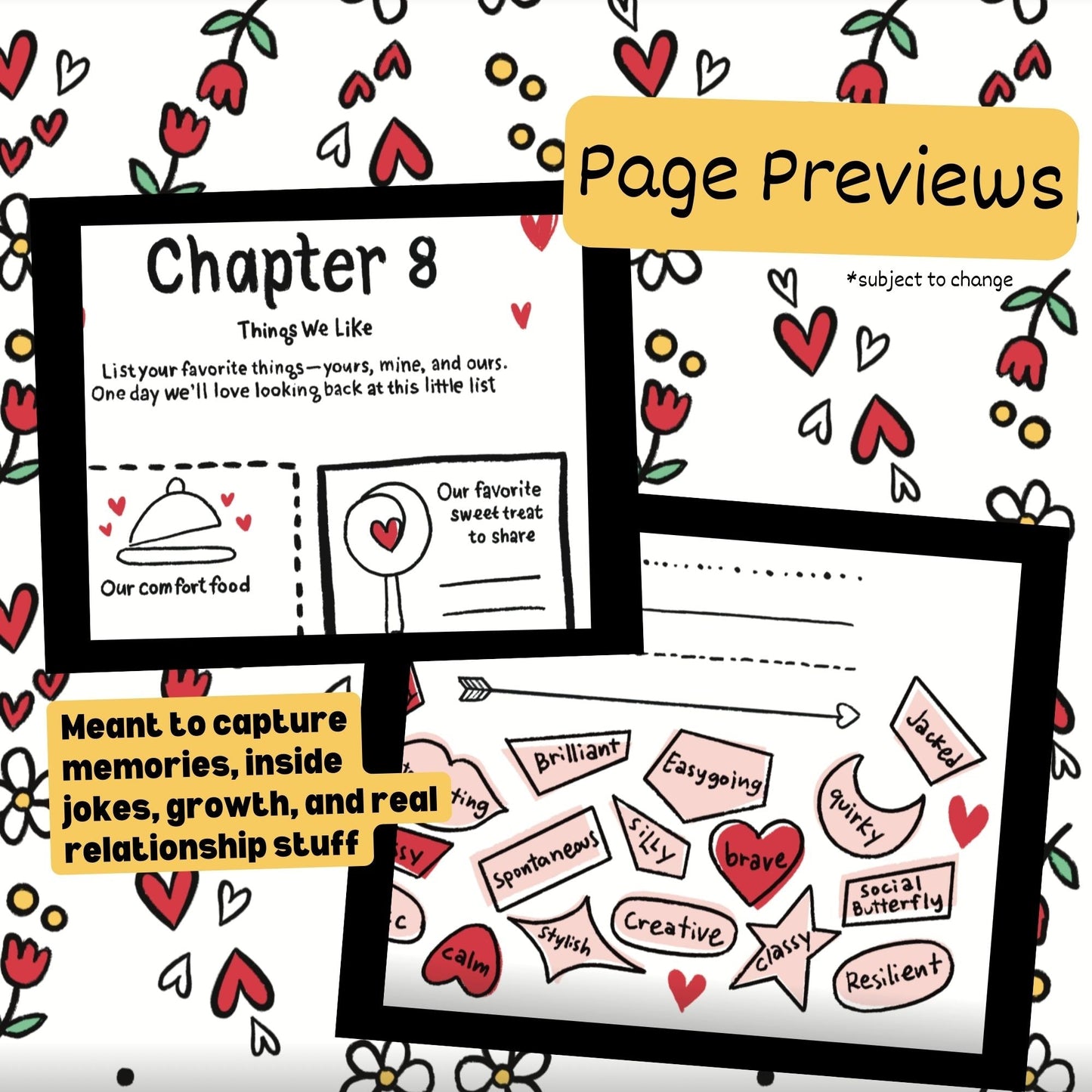Educational material with text and graphics on a floral background