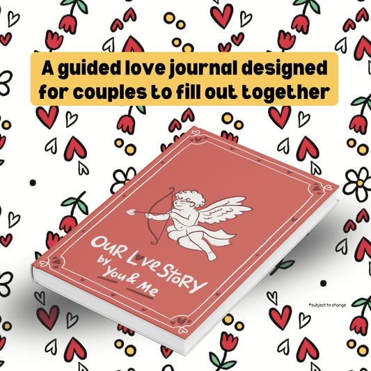 Guided love journal for couples with heart and flower pattern